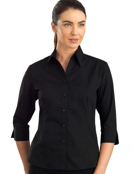 100-Womens 3/4 Sleeve Poplin