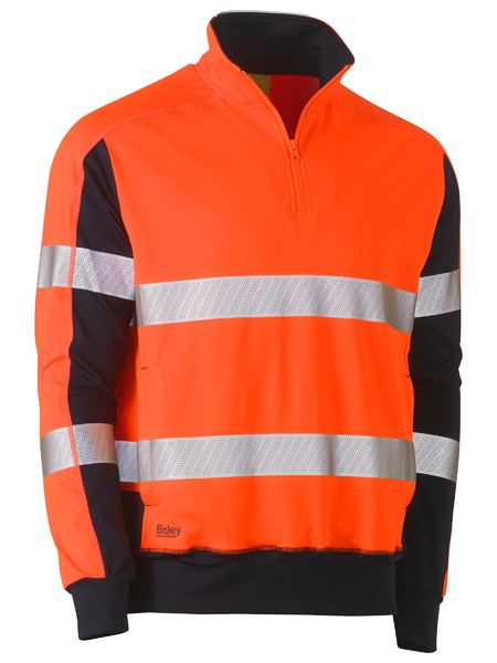 Taped Two Tone Hi Vis Contrast Stretchy 1/4 Zip Pullover