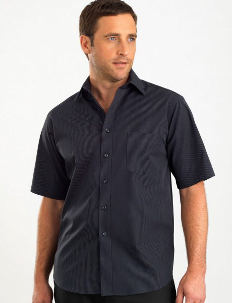 237-Mens Short Sleeve Dark Stripe