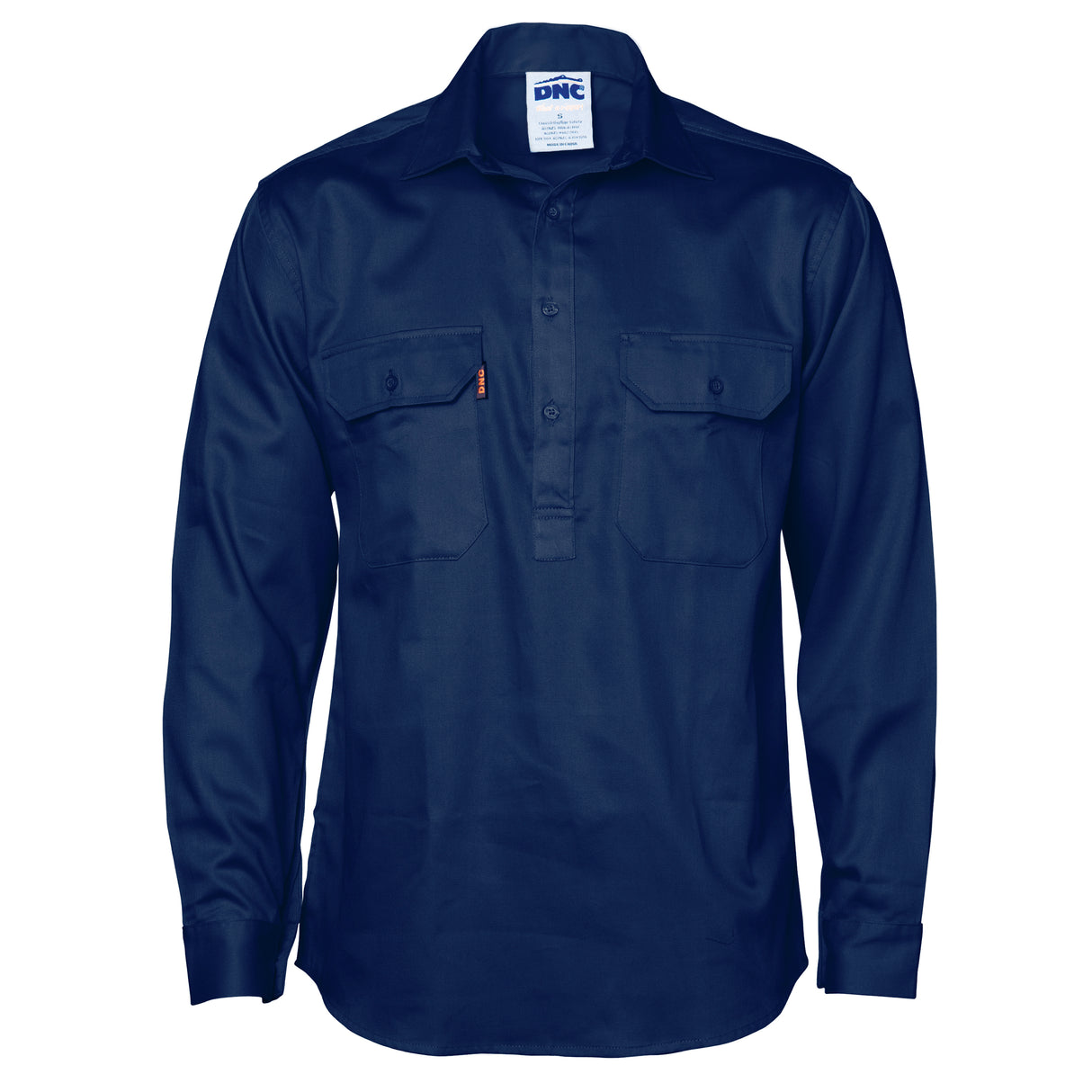 Close Front Cotton Drill Shirt - Long Sleeve