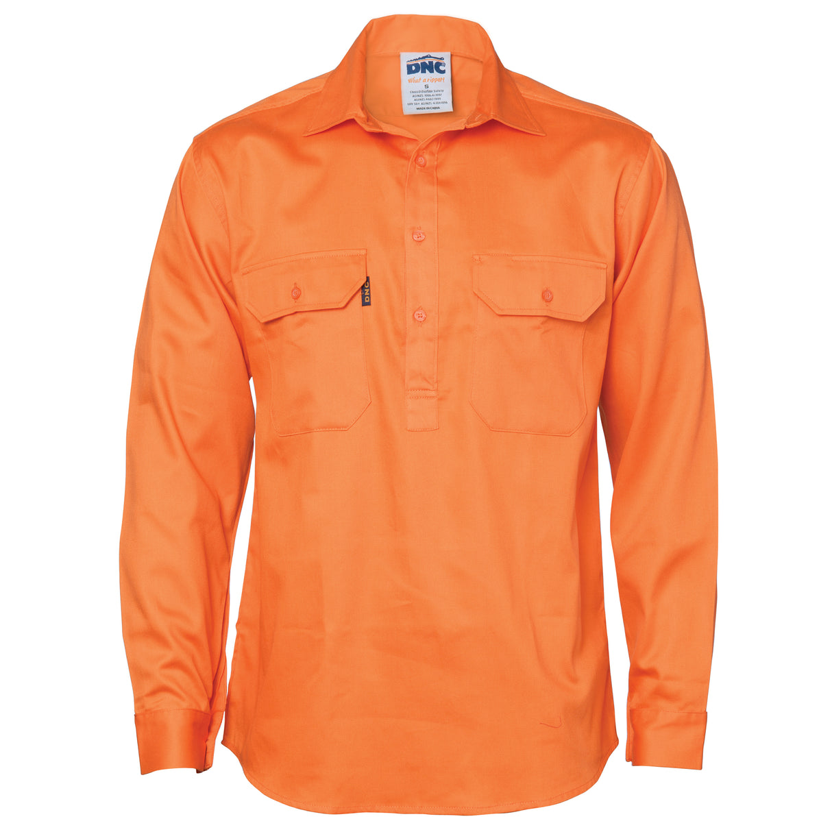 Close Front Cotton Drill Shirt - Long Sleeve
