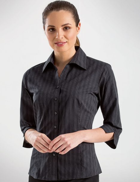 352-Womens 3/4 Sleeve Dark Stripe