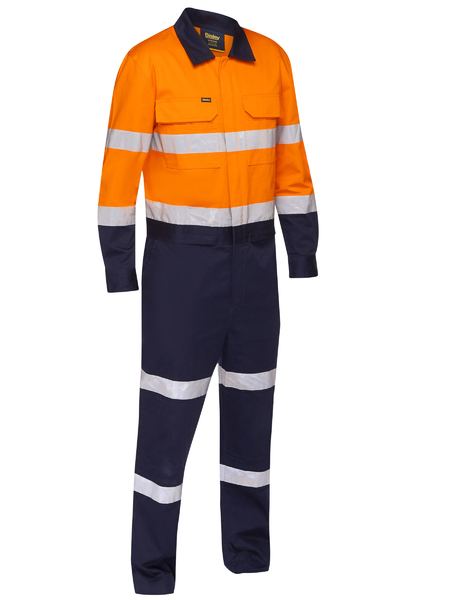Taped Hi Vis Work Coverall With Waist Zip Opening