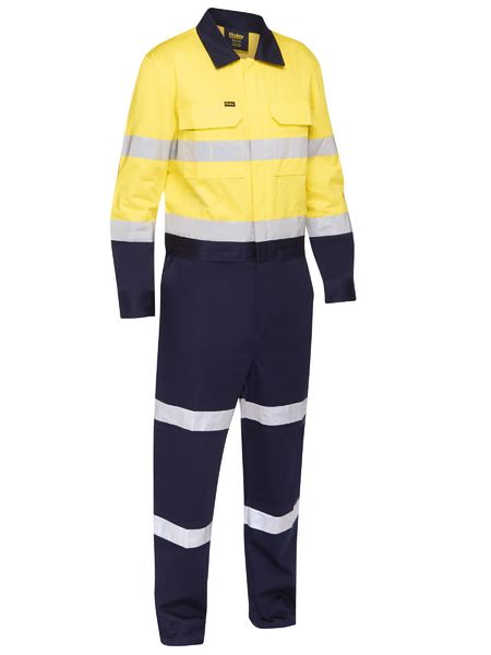Taped Hi Vis Work Coverall With Waist Zip Opening