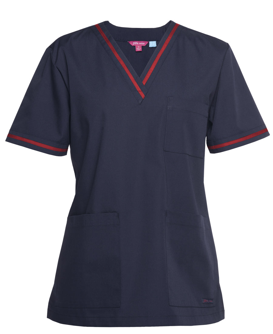 4SCT1-Jb'S Contrast Ladies Scrubs Top