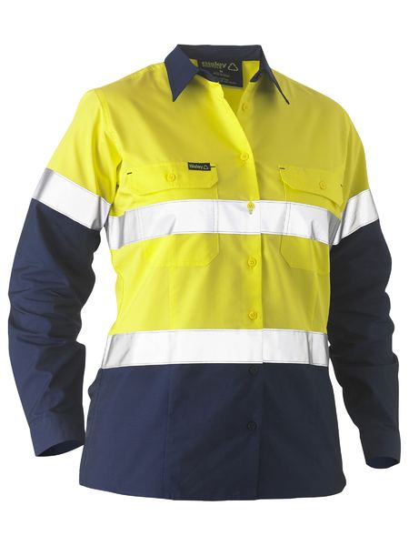 WOMEN’S TAPED 2 TONE HI VIS RECYCLED DRILL SHIRT