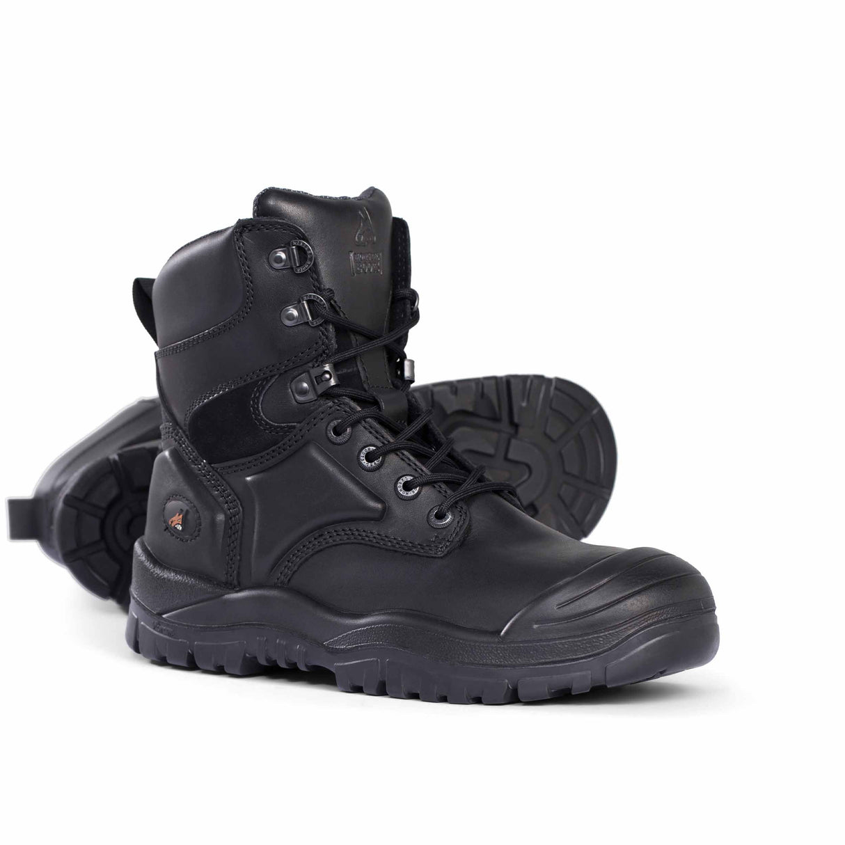 550020-High Leg Lace Up Boot w/ Scuff Cap-BLACK