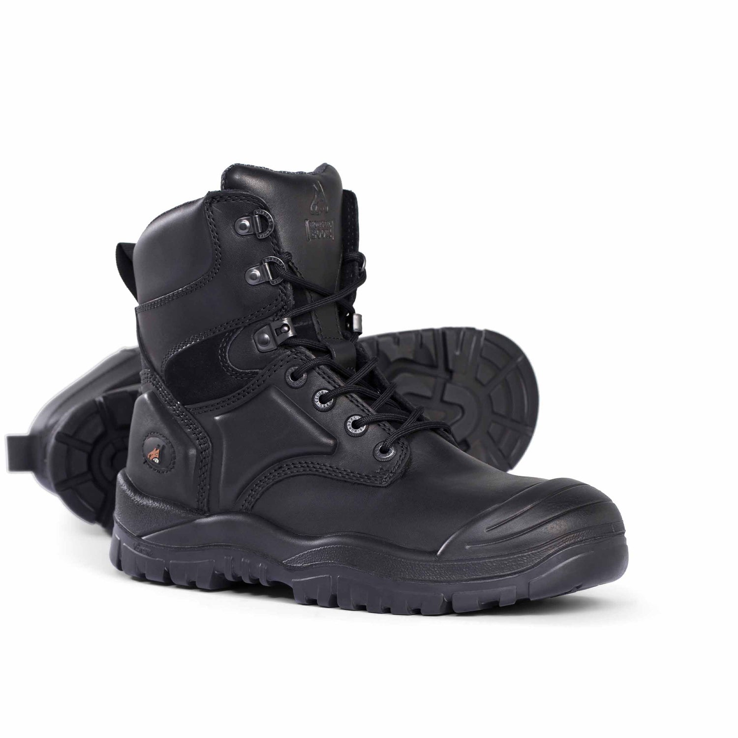 550020-High Leg Lace Up Boot w/ Scuff Cap-BLACK