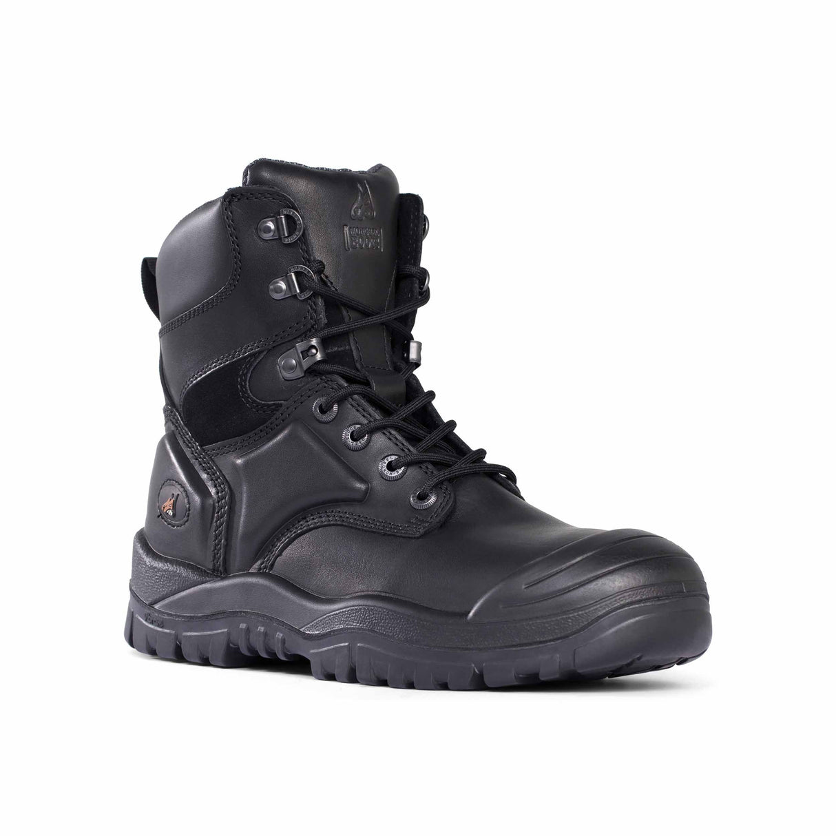 550020-High Leg Lace Up Boot w/ Scuff Cap-BLACK