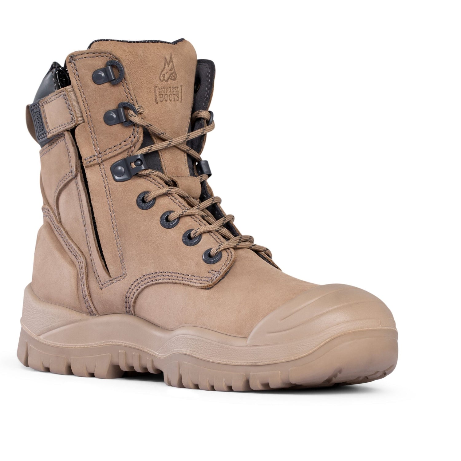 561060-Stone Mongrel Boot w/ Scuff Cap-High Leg ZipSider-STONE