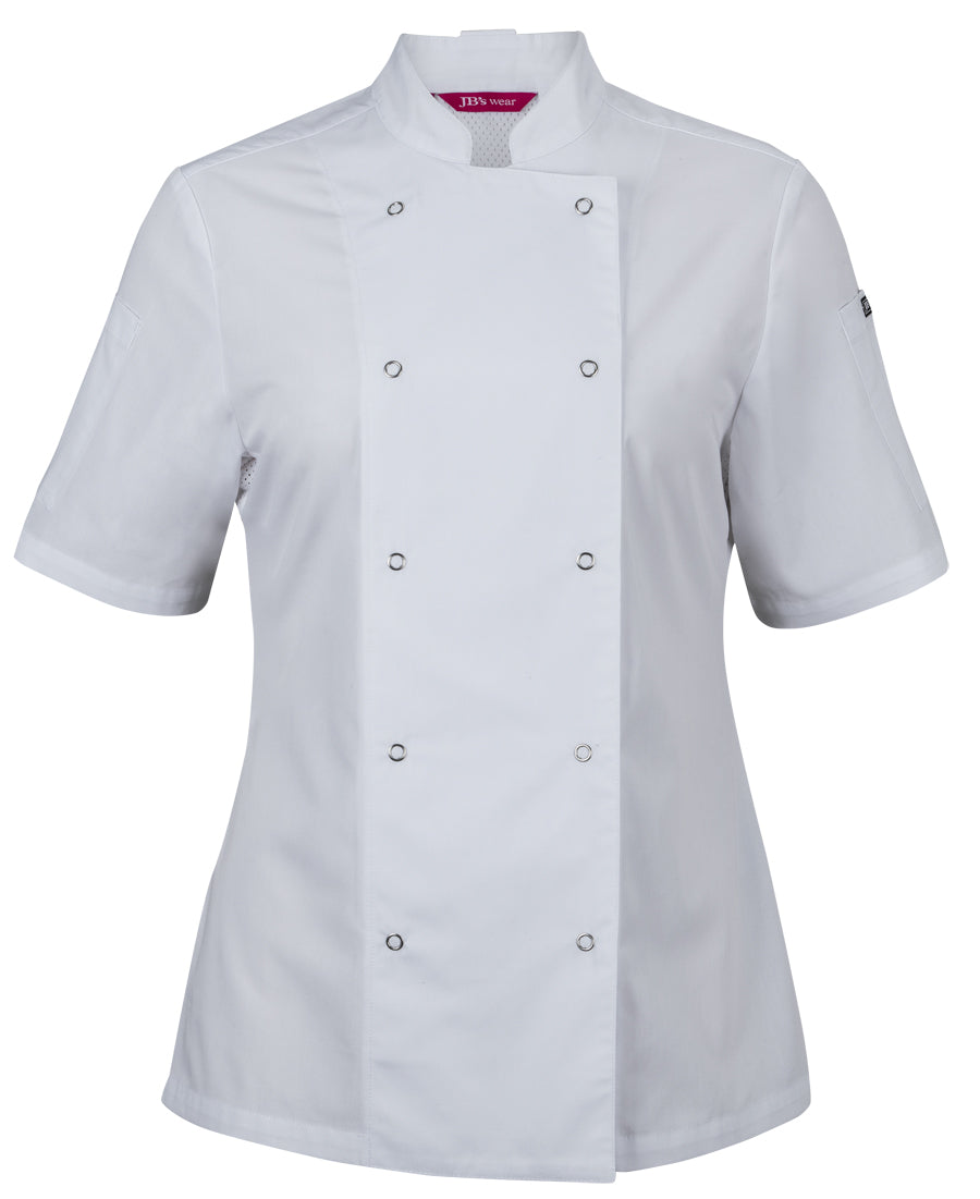 5CJS1-Jb'S Ladies S/S Snap Button Chefs Jacket