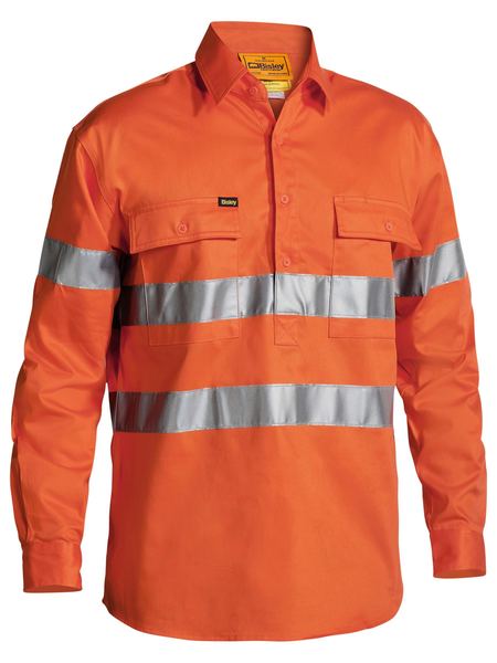 Closed Front Drill Shirt-Taped-Hi Vis