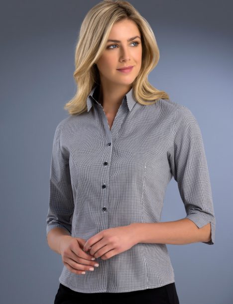 772-Womens Slim Fit 3/4 Sleeve Small Check