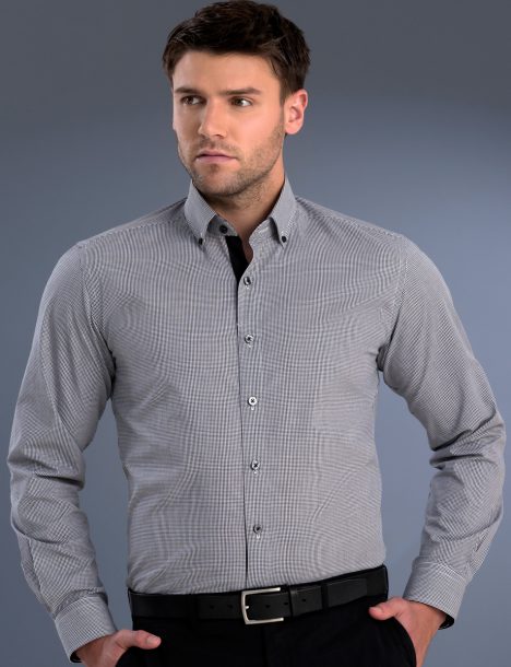 872-Mens Slim Fit Long Sleeve Small Check