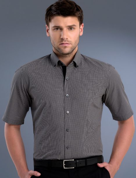 875-Mens Slim Fit Short Sleeve Small Check