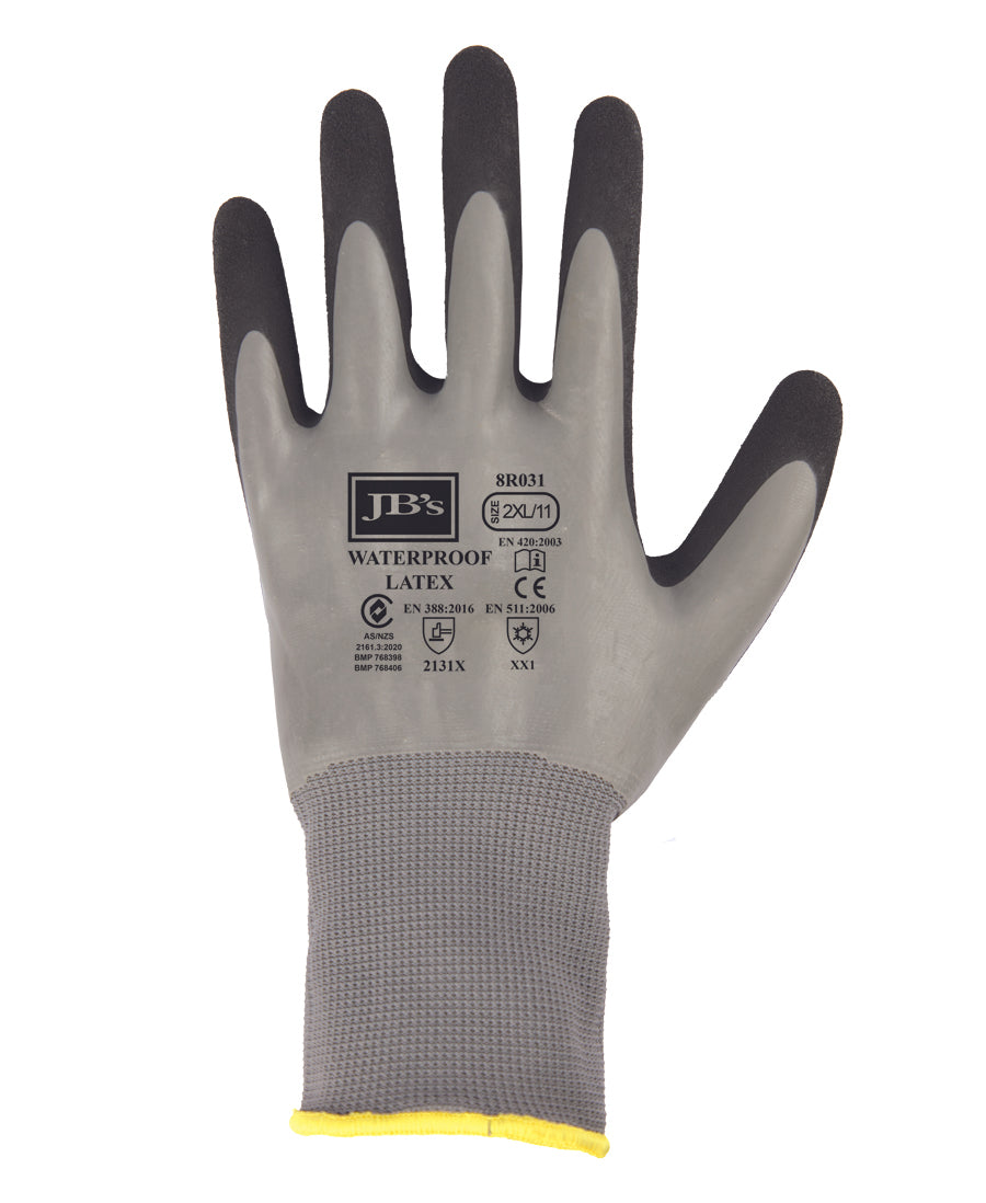 8R031-Jb'S Waterproof Dbl Latex Coated Glove 5Pk