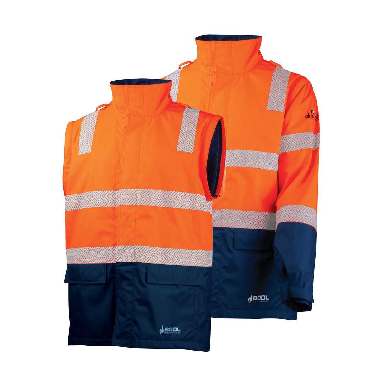 BW2340T4-FR PPE3 Hi-Vis Parka with Zip-Off Sleeves and Segmented FR Tape