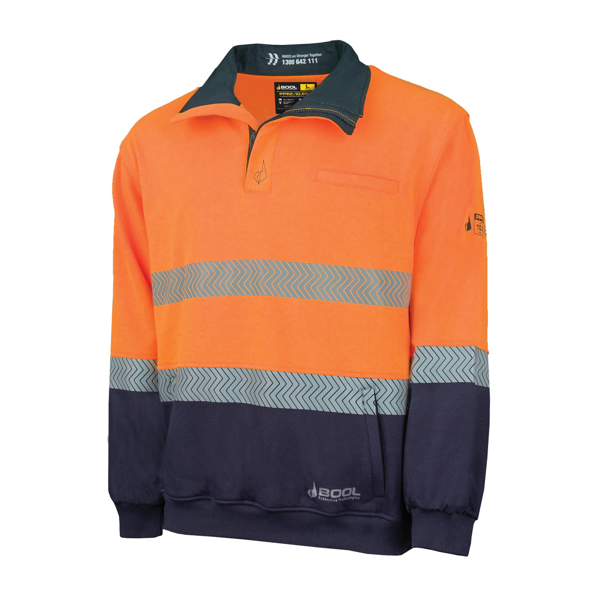 BW2350T1-PPE2 Two Tone FR Water Repellent Fleece Jumper with Segmented FR Reflective Tape