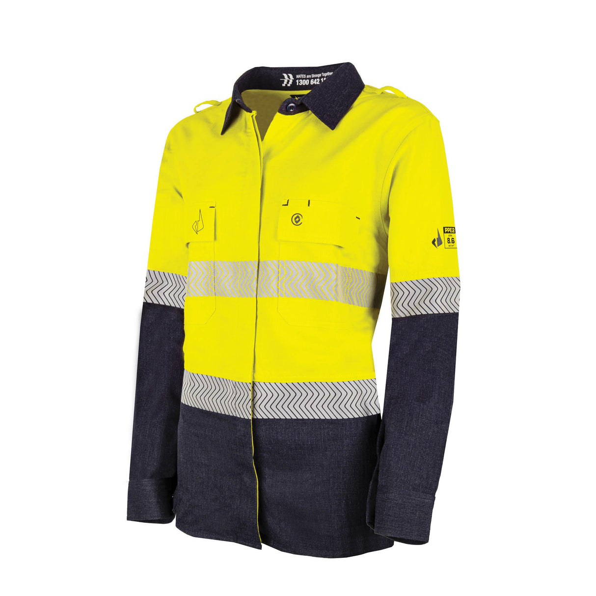 BWW2595T1-Womens Ultra-lightweight PPE2 Two Tone FR Shirt with Segmented FR Reflective Tape