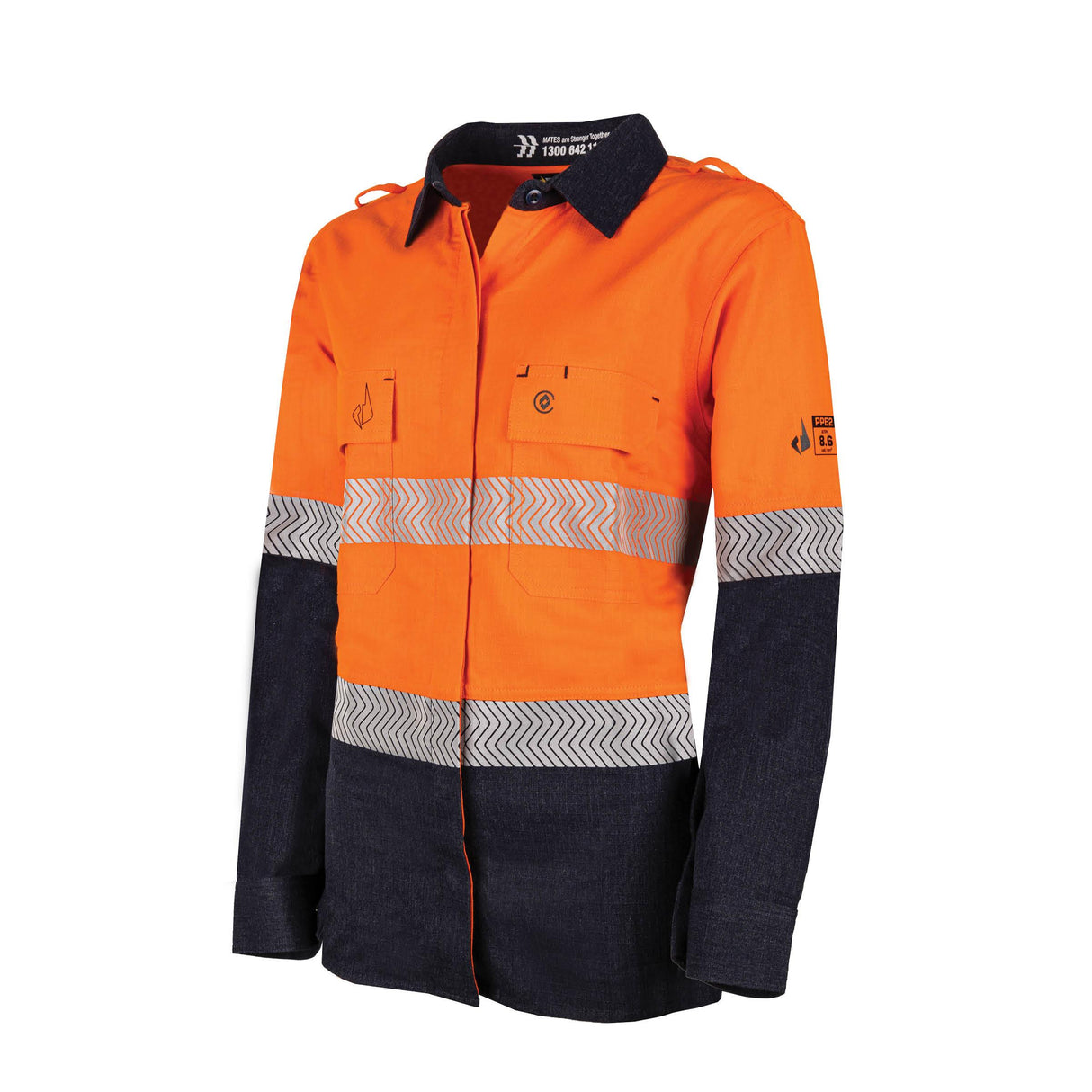 BWW2595T1-Womens Ultra-lightweight PPE2 Two Tone FR Shirt with Segmented FR Reflective Tape