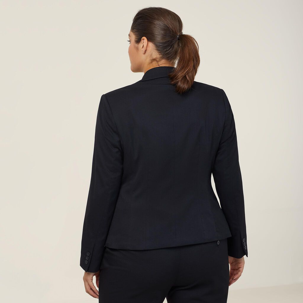 POLY VISCOSE STRETCH TWILL 1 BUTTON CROPPED JACKET