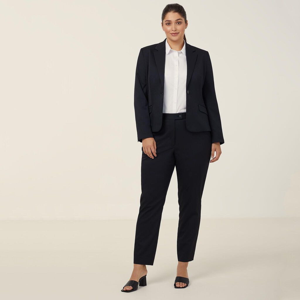 POLY VISCOSE STRETCH TWILL 1 BUTTON CROPPED JACKET