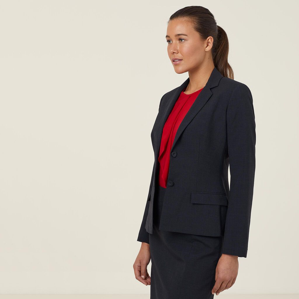 STRETCH WOOL BLEND 2 BUTTON MID-LENGTH JACKET