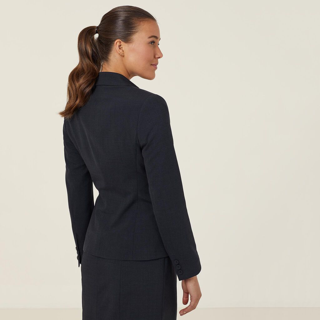 STRETCH WOOL BLEND 2 BUTTON MID-LENGTH JACKET