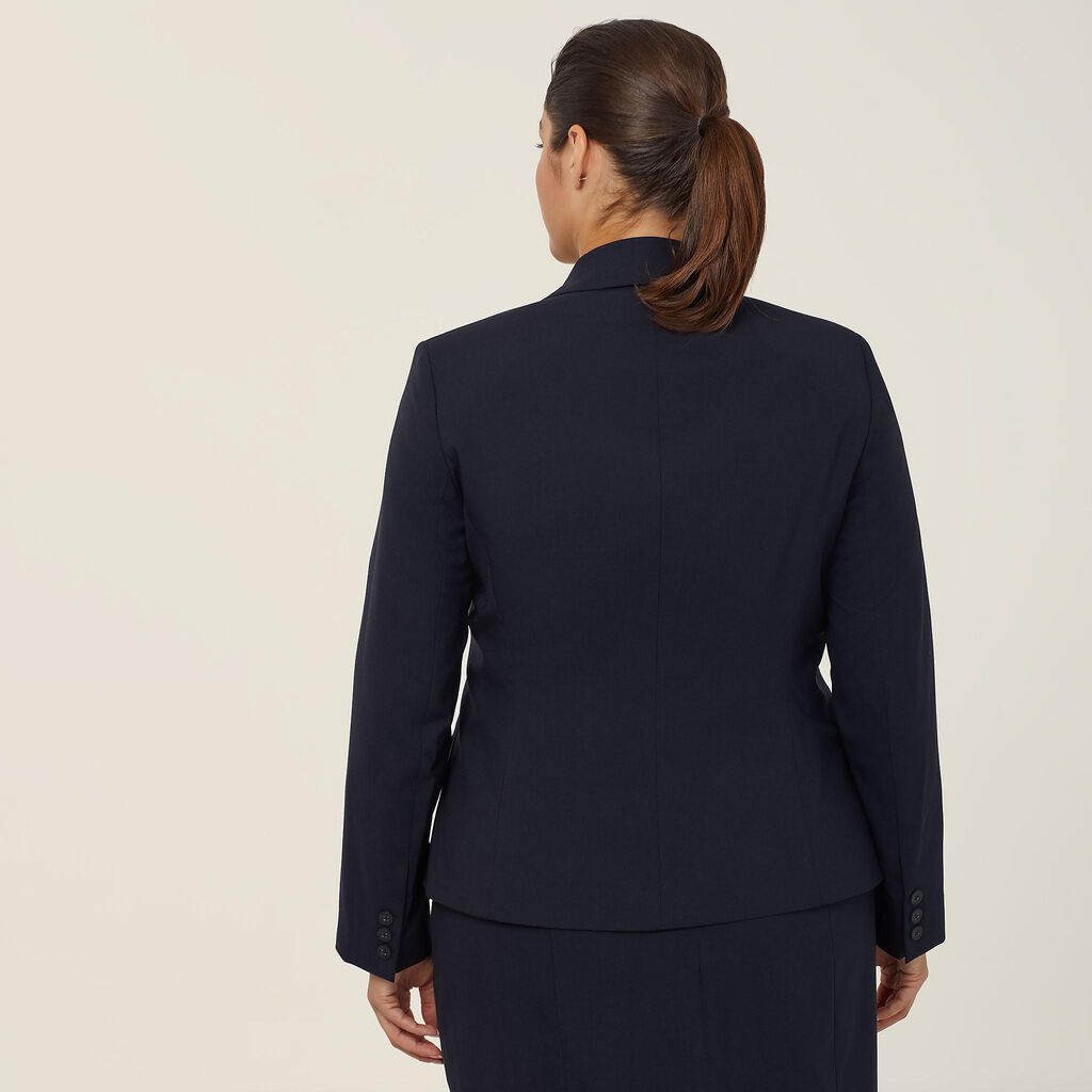 STRETCH WOOL BLEND 2 BUTTON MID-LENGTH JACKET