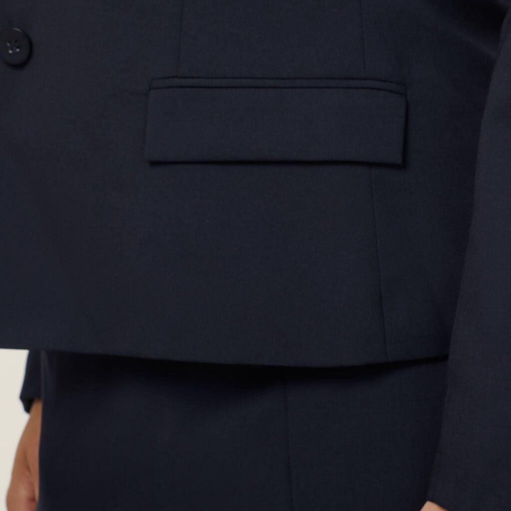 STRETCH WOOL BLEND 2 BUTTON MID-LENGTH JACKET