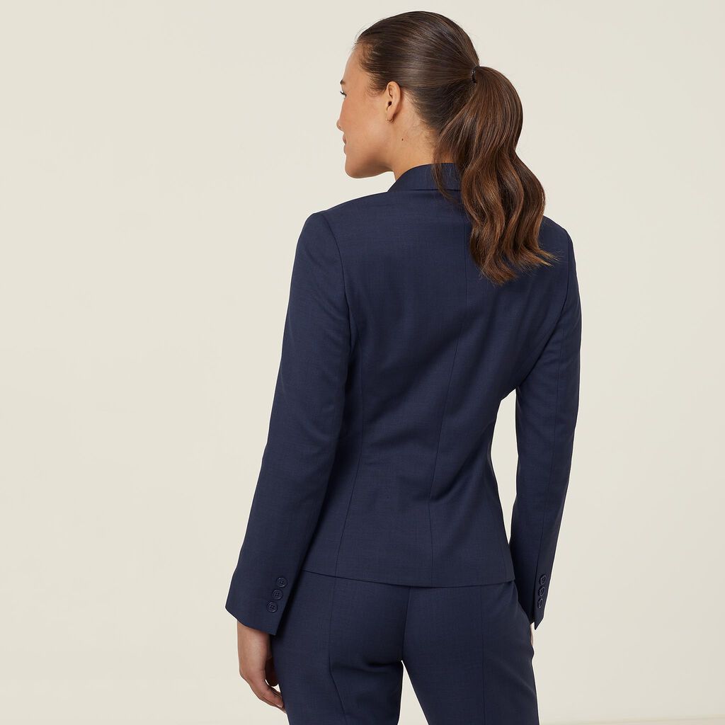 SHARKSKIN 2 BUTTON MID-LENGTH DETAIL JACKET