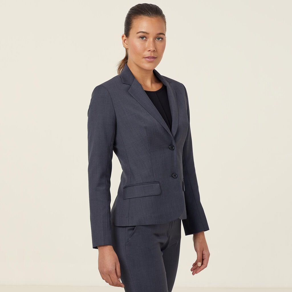 SHARKSKIN 2 BUTTON MID-LENGTH DETAIL JACKET