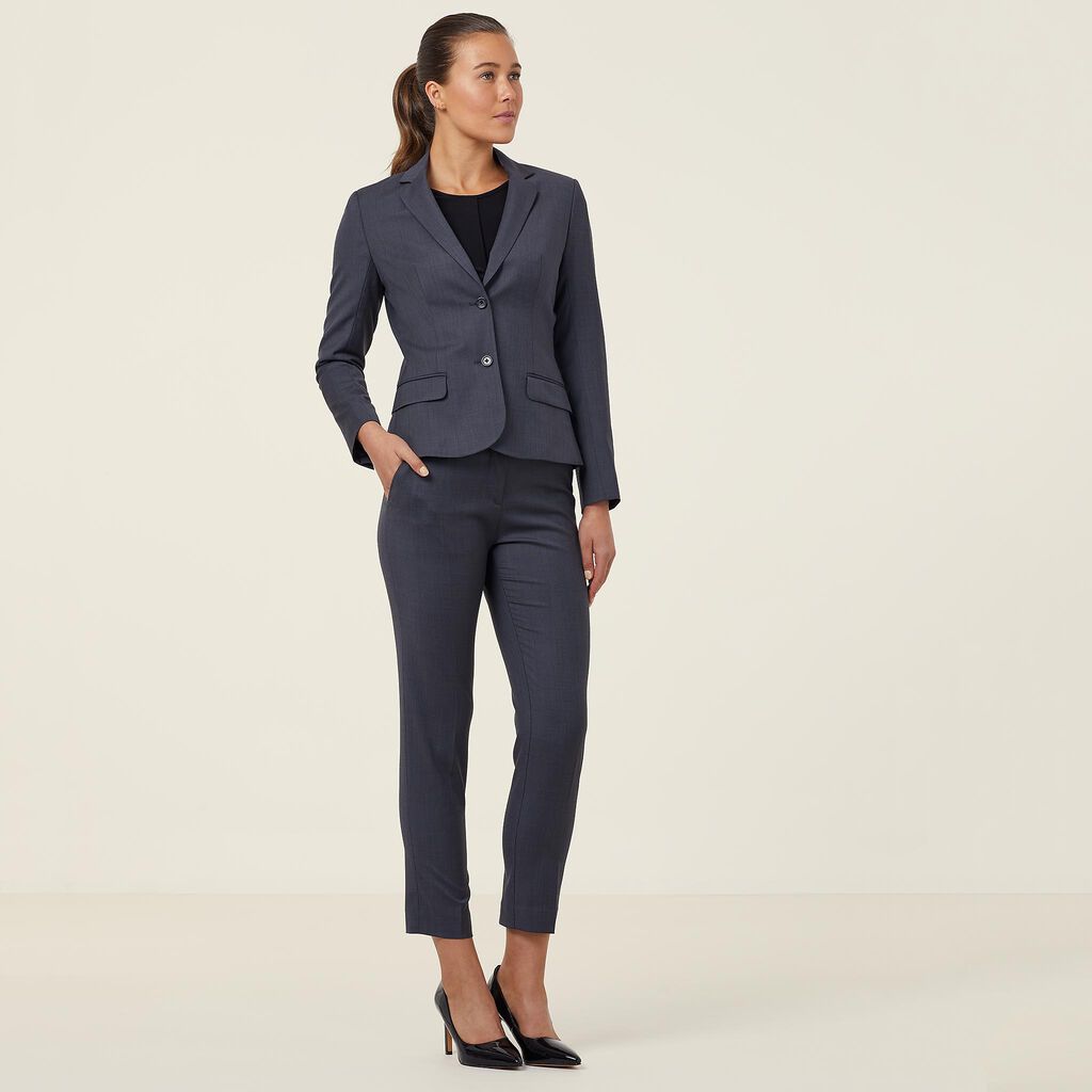 SHARKSKIN 2 BUTTON MID-LENGTH DETAIL JACKET