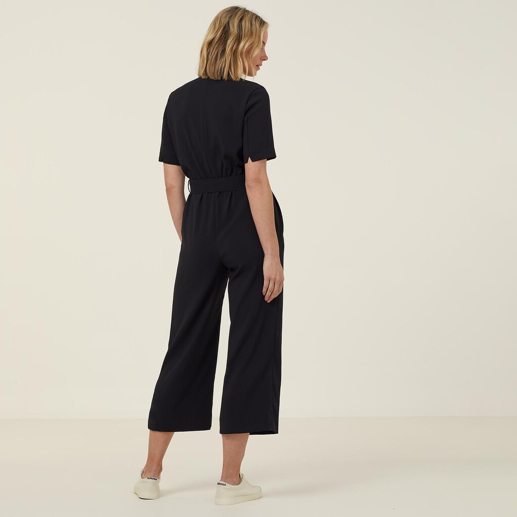 HEAVY STRETCH GEORGETTE SHORT SLEEVE JUMPSUIT