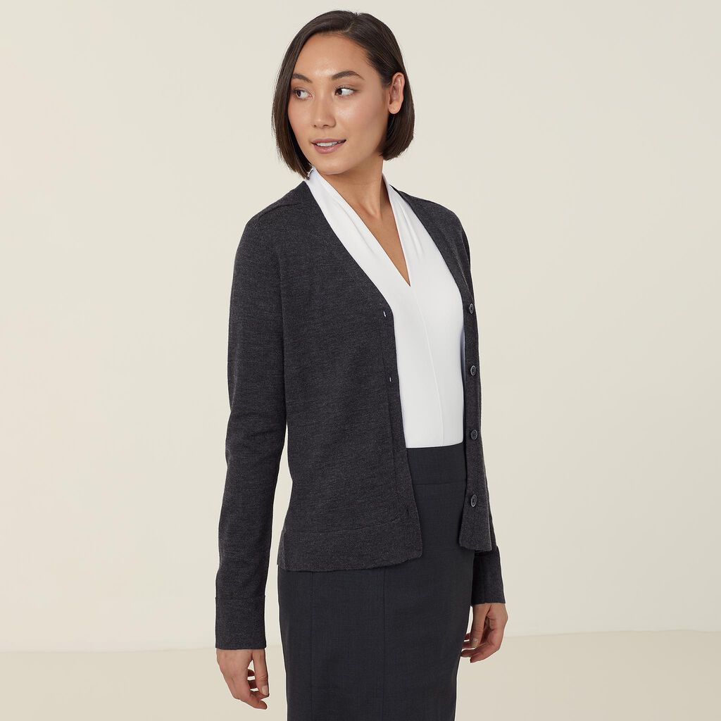 MERINO WOOL V-NECK CARDIGAN