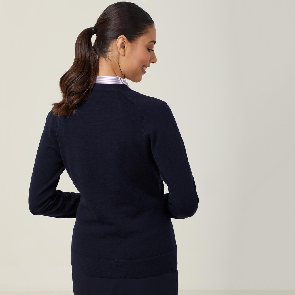 MERINO WOOL V-NECK CARDIGAN