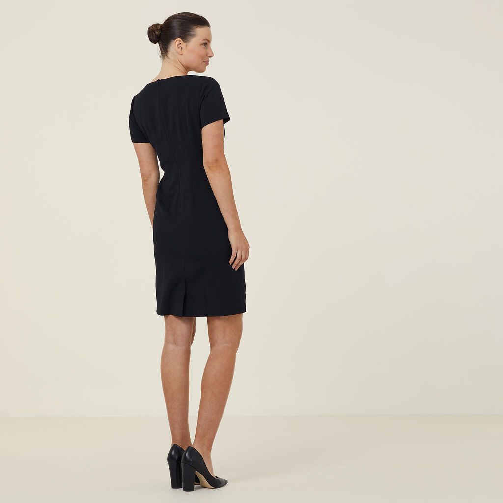 CREPE STRETCH SHORT SLEEVE DRESS