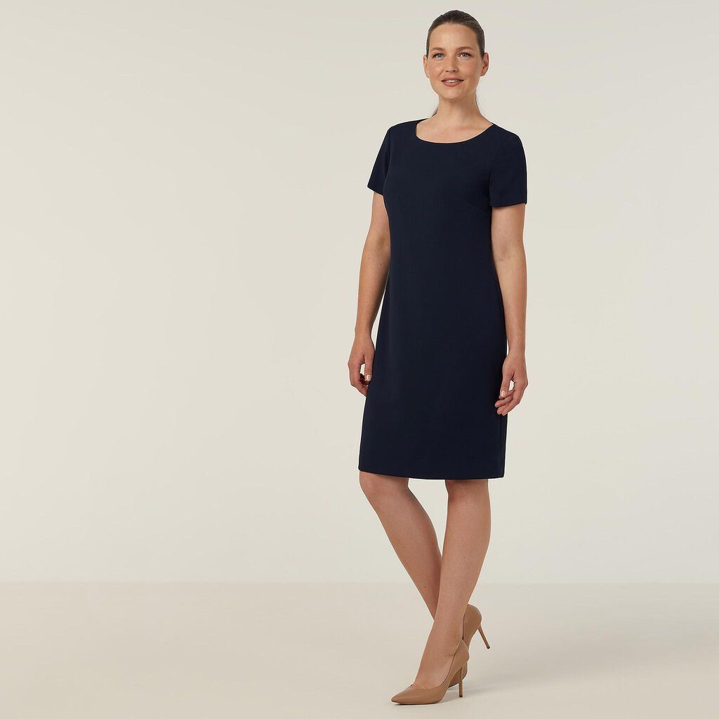 CREPE STRETCH SHORT SLEEVE DRESS