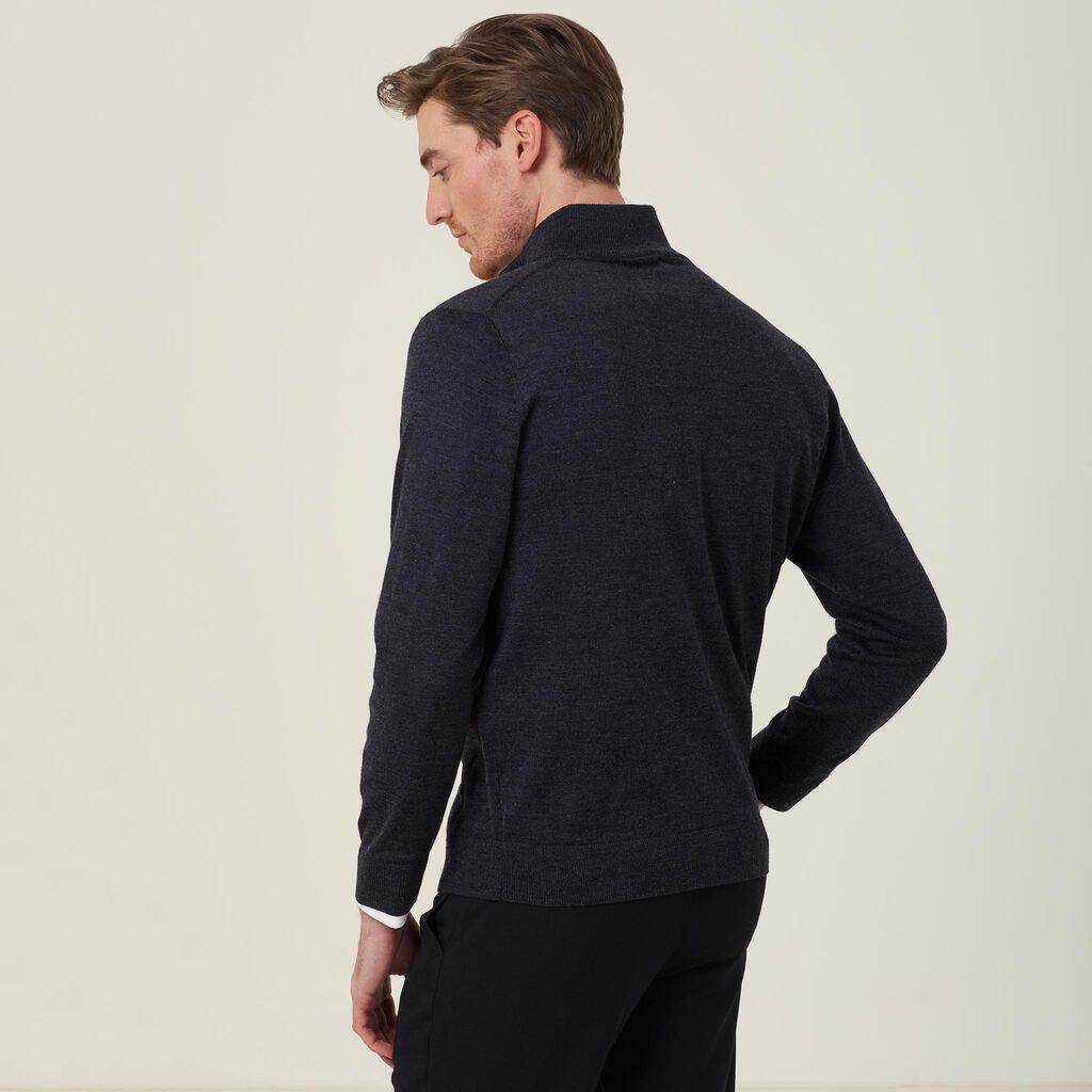 TREVIRA® WOOL BLEND LONG SLEEVE ZIP NECK JUMPER
