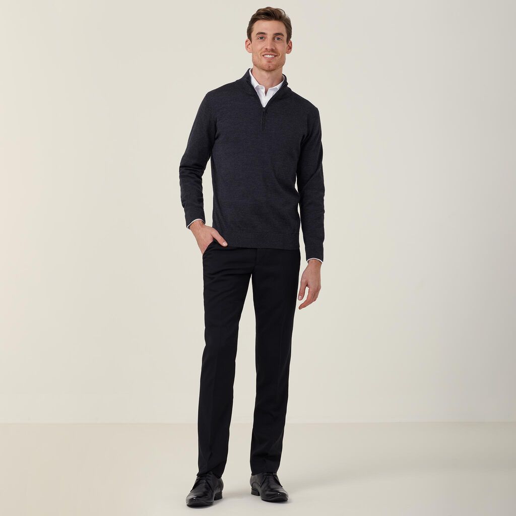 TREVIRA® WOOL BLEND LONG SLEEVE ZIP NECK JUMPER