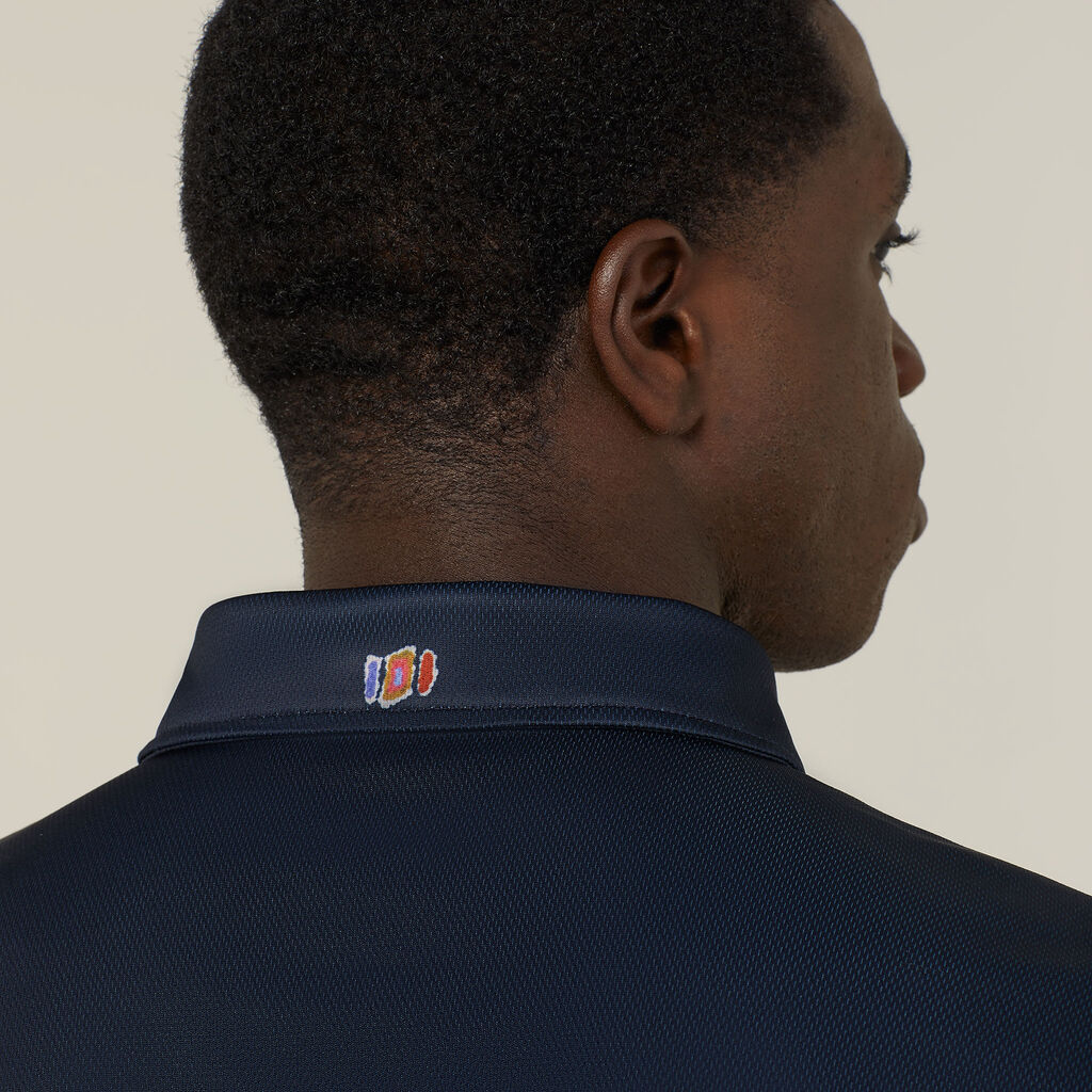 MEN'S POLYESTER KNIT WATER DREAMING INDIGENOUS PRINT POLO