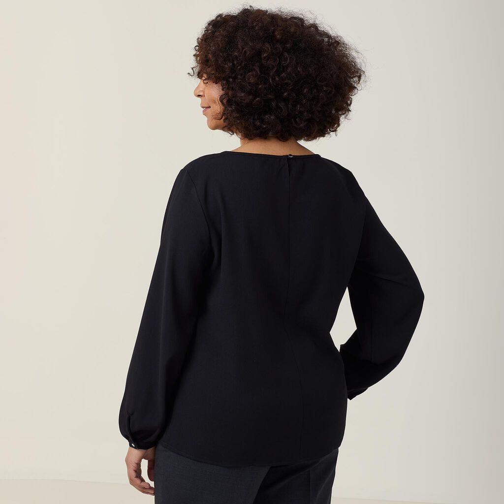 HEAVY STRETCH GEORGETTE LONG SLEEVE BLOUSE