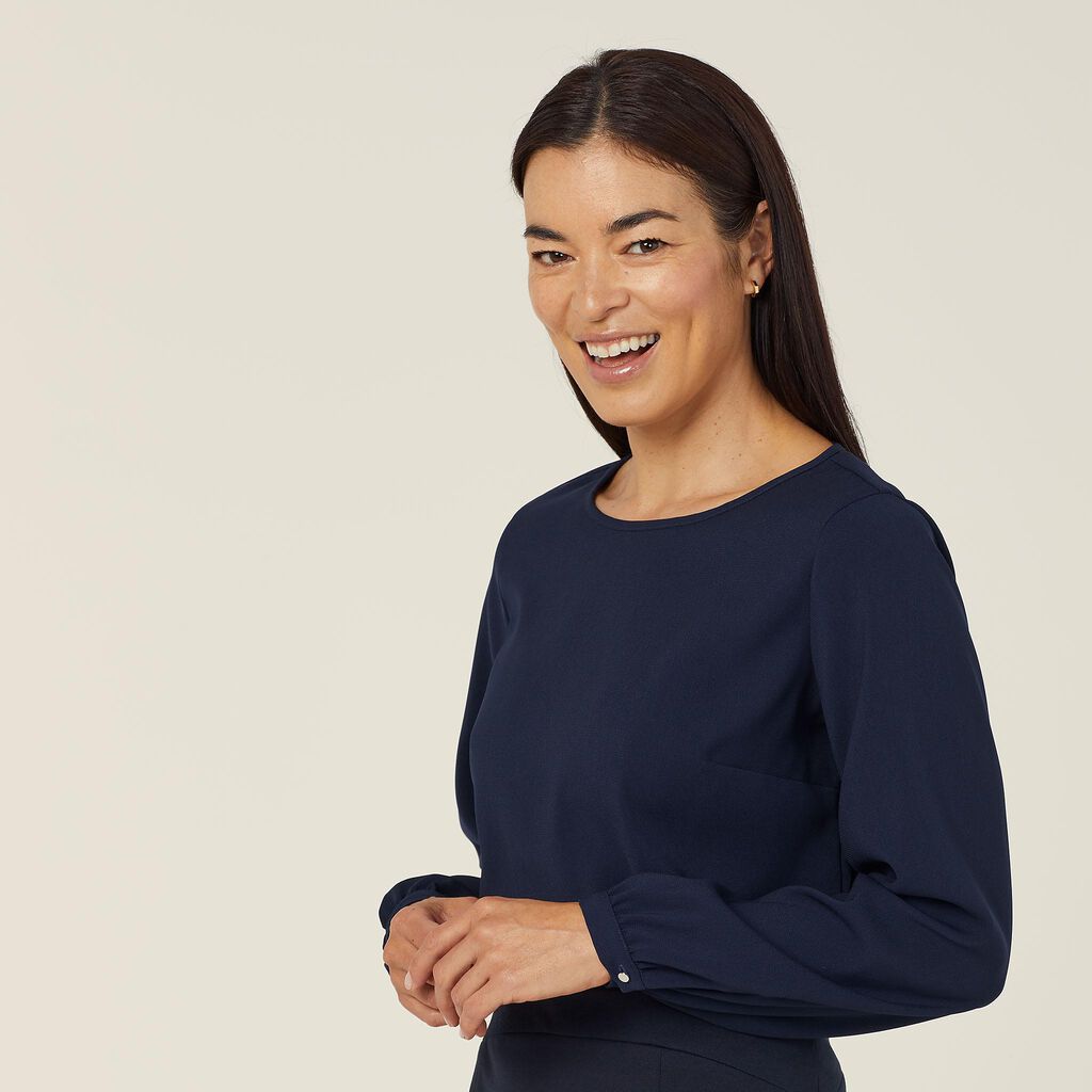 HEAVY STRETCH GEORGETTE LONG SLEEVE BLOUSE