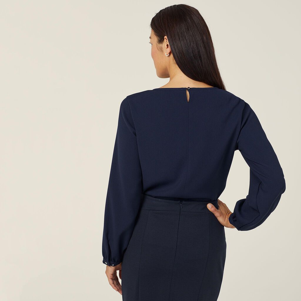 HEAVY STRETCH GEORGETTE LONG SLEEVE BLOUSE