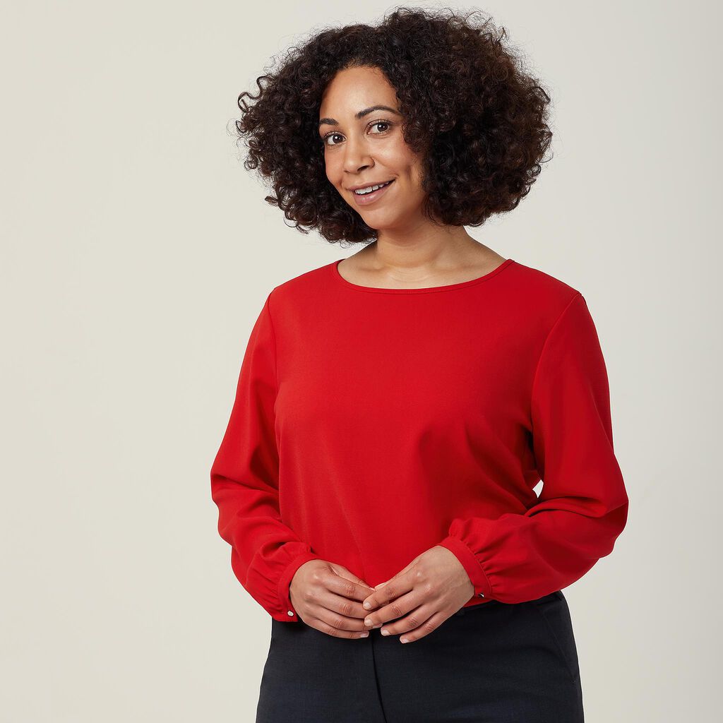 HEAVY STRETCH GEORGETTE LONG SLEEVE BLOUSE