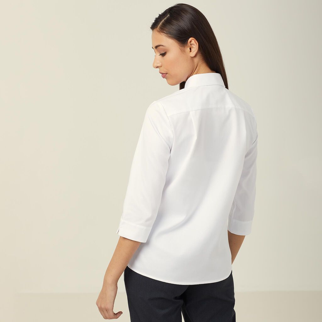 STRETCH TEXTURED TWILL 3/4 SLEEVE SHIRT
