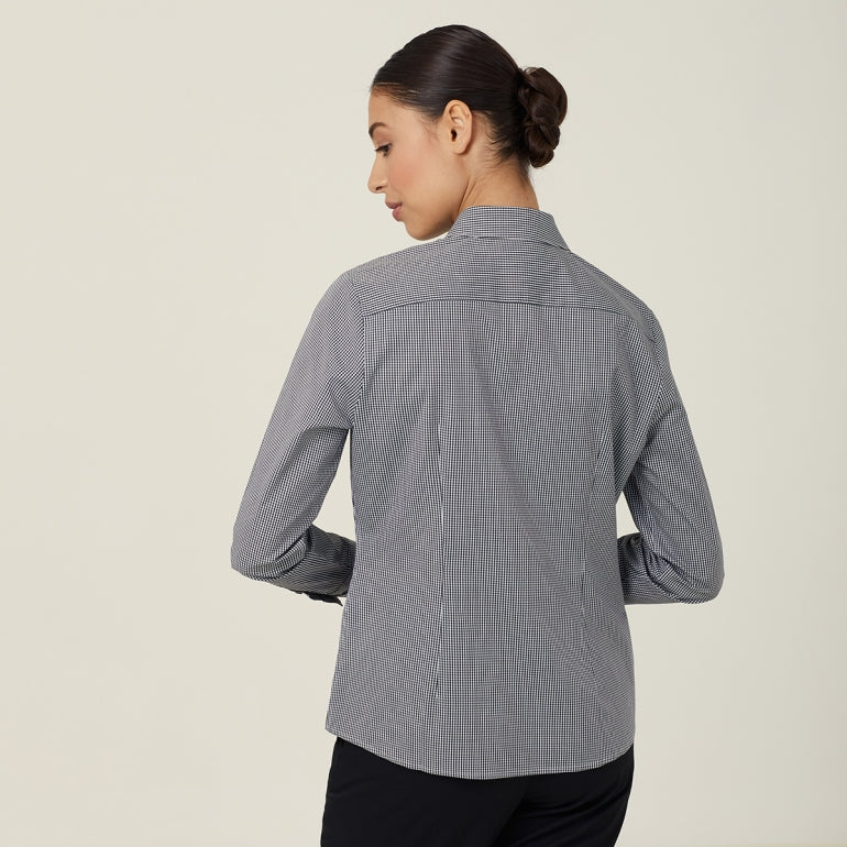 WOMEN'S AVIGNON GINGHAM CHECKERED LONGSLEEVES-SLIM SHIRT