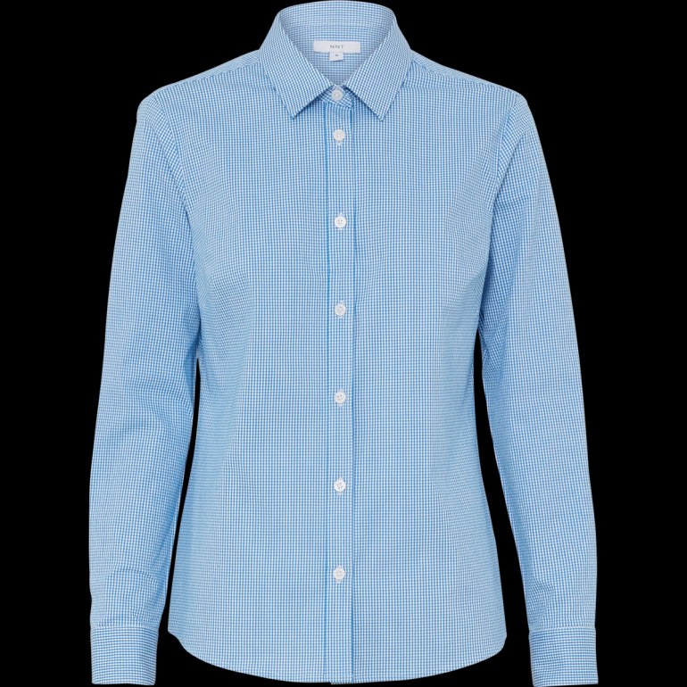 WOMEN'S AVIGNON GINGHAM CHECKERED LONGSLEEVES-SLIM SHIRT