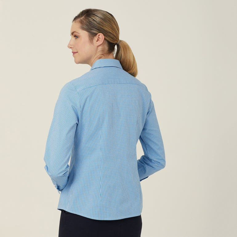 WOMEN'S AVIGNON GINGHAM CHECKERED LONGSLEEVES-SLIM SHIRT