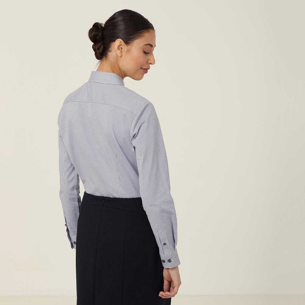 WOMEN'S AVIGNON GINGHAM CHECKERED LONGSLEEVES-SLIM SHIRT